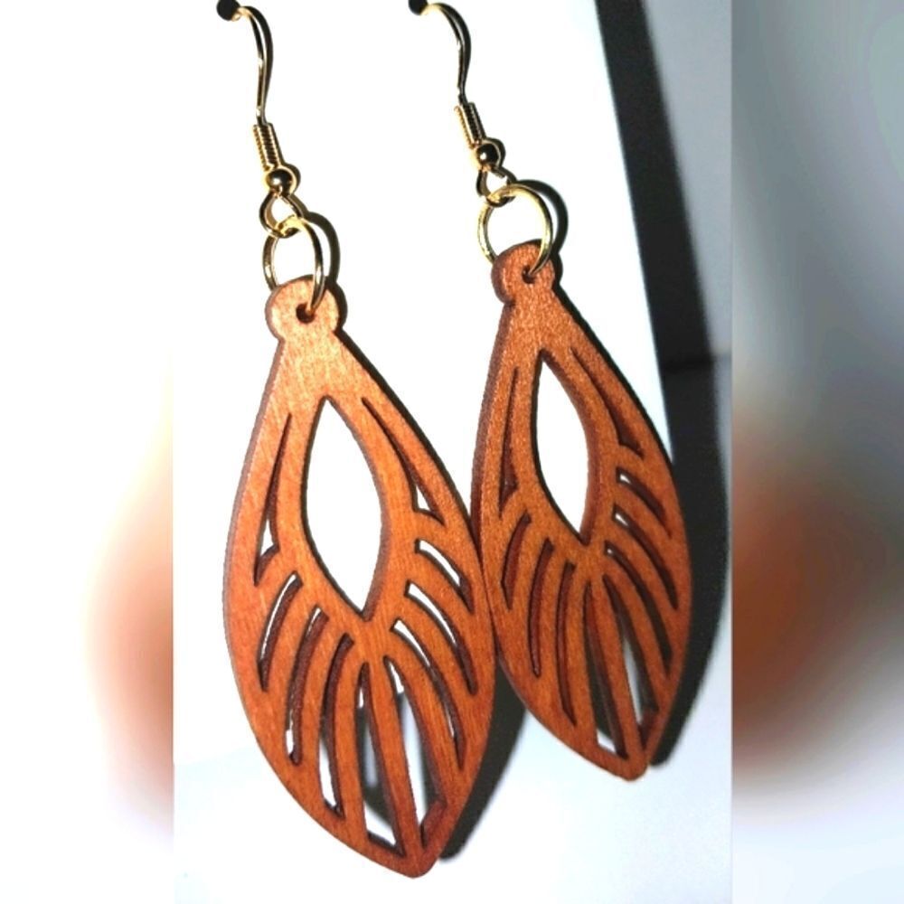 Gorgeous hollow wooden earrings